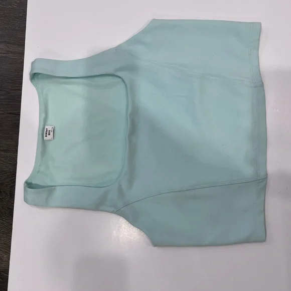 Aritzia Sunday Best Jagger Crop Tank Frosted Aquamarine | Square Neck Fitted Top - Picture 7 of 10